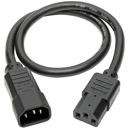 Câble d'extension de cordon d'alimentation Tripp Lite 2 pieds C14 à C13 robuste 15 A 14 AWG 2' P005-002