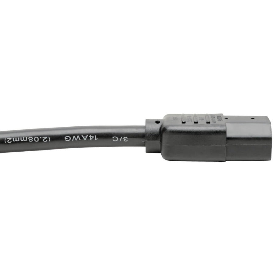 Câble d'extension de cordon d'alimentation Tripp Lite 2 pieds C14 à C13 robuste 15 A 14 AWG 2' P005-002