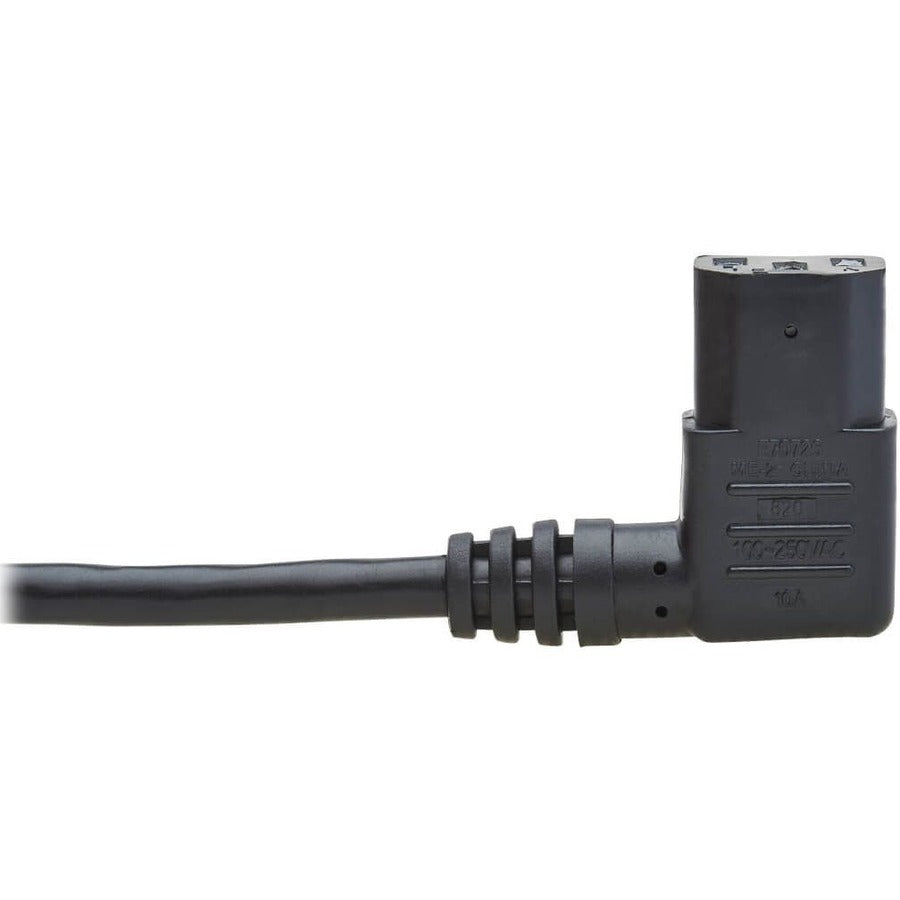 Tripp Lite 2ft Computer Cord Extension Cable C14 to Left Angle C13 10A 18AWG 2' P004-002-13LA