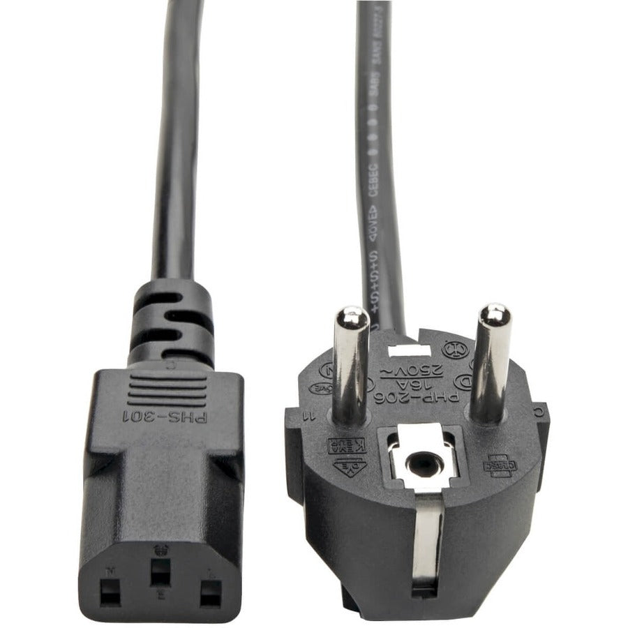 Câble d'alimentation pour ordinateur Tripp Lite 6 pieds à 2 broches Câble européen C13 vers prise SCHUKO CEE 7/7 10 A 6' P054-006