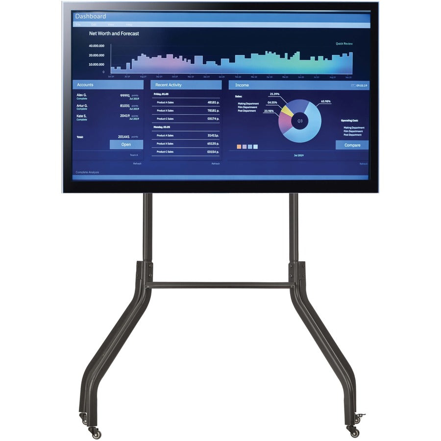 Chariot TV roulant Tripp Lite par Eaton pour écrans de 42" à 65", pieds larges, roulettes verrouillables DMCS4265WL