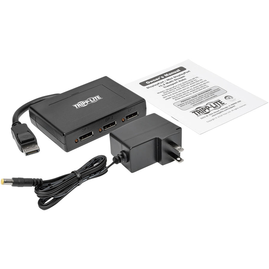 Hub de transport multiflux (MST) DisplayPort 1.2 à 3 ports Tripp Lite par Eaton, 3840 x 2160 (4K x 2K) UHD B156-003-V2