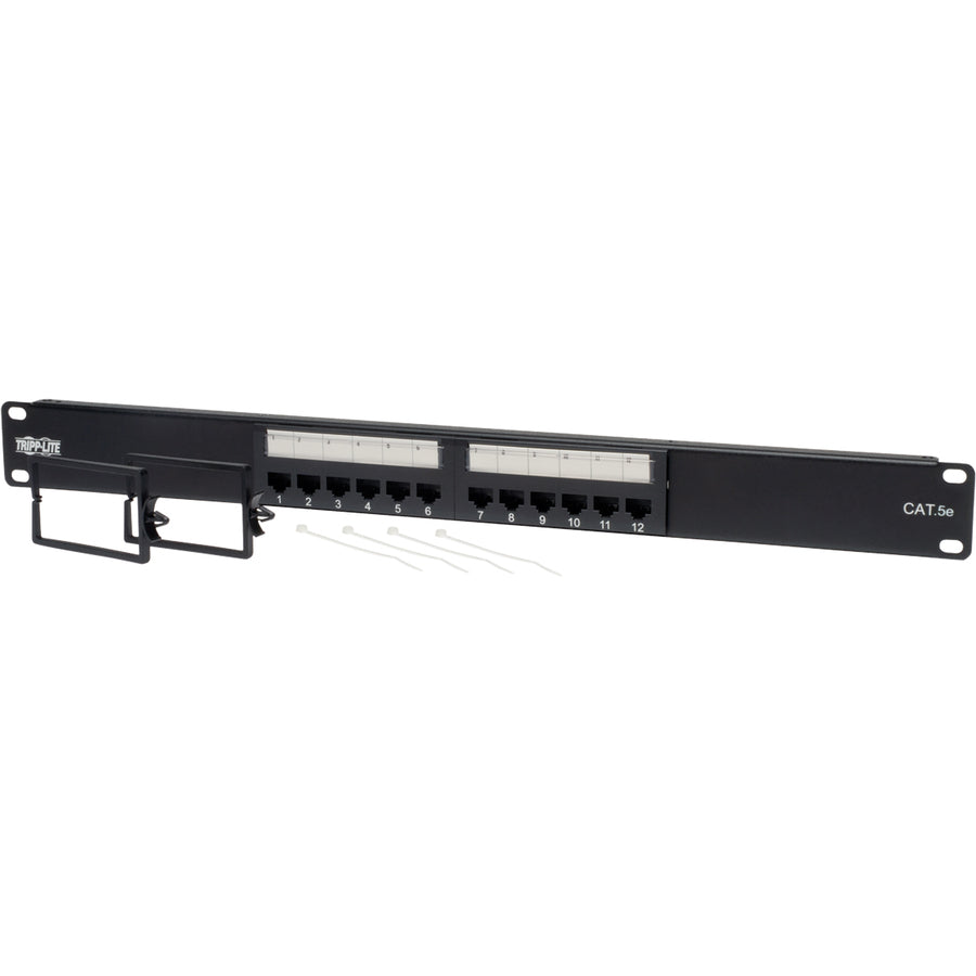 Tripp Lite 12-Port Cat5e Cat5 Rackmount Patch Panel 568B 110 Punch 1URM TAA N052-012