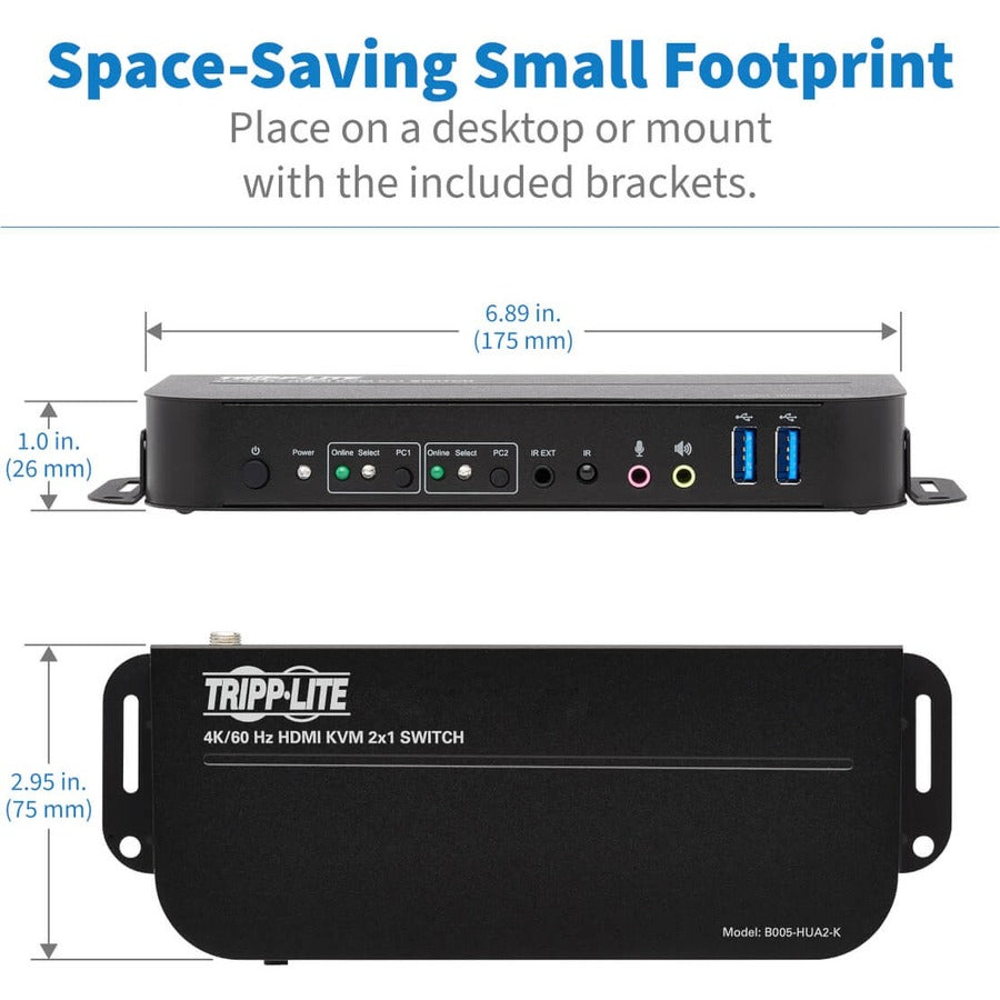 Commutateur KVM HDMI/USB à 2 ports Tripp Lite par Eaton B005-HUA2-K B005-HUA2-K