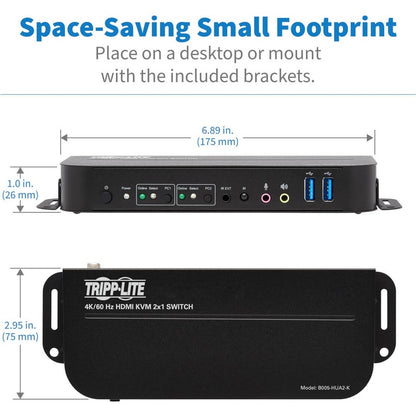 Commutateur KVM HDMI/USB à 2 ports Tripp Lite par Eaton B005-HUA2-K B005-HUA2-K