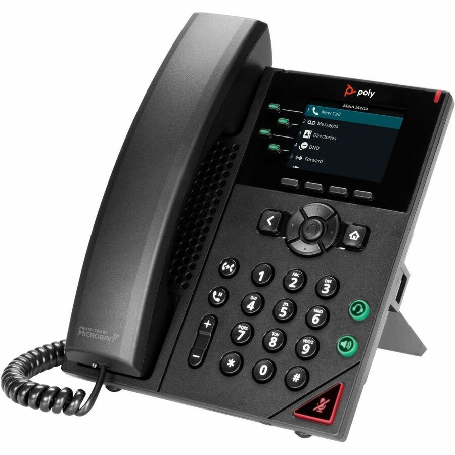 Poly VVX 250 IP Phone - Corded - Corded - Desktop, Wall Mountable - Black 89B63AA