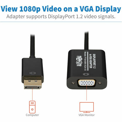 Adaptateur DisplayPort vers VGA Tripp Lite 6 pouces Convertisseur actif DP vers VGA M/F DPort 1.2 6" P134-06N-VGA-V2