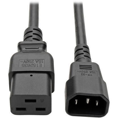 Câble d'extension de cordon d'alimentation Tripp Lite 2 pieds C19 à C14 robuste 15 A 14 AWG 2' P047-002