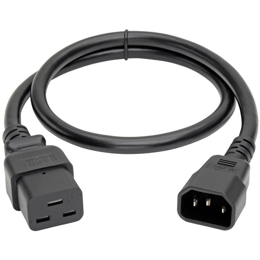 Câble d'extension de cordon d'alimentation Tripp Lite 2 pieds C19 à C14 robuste 15 A 14 AWG 2' P047-002