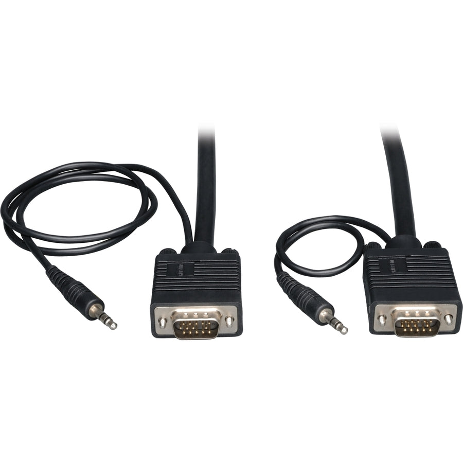Câble coaxial pour moniteur SVGA / VGA de 30 pieds de Tripp Lite avec audio et RVB haute résolution HD15 3,5 mm M/M 30' P504-030