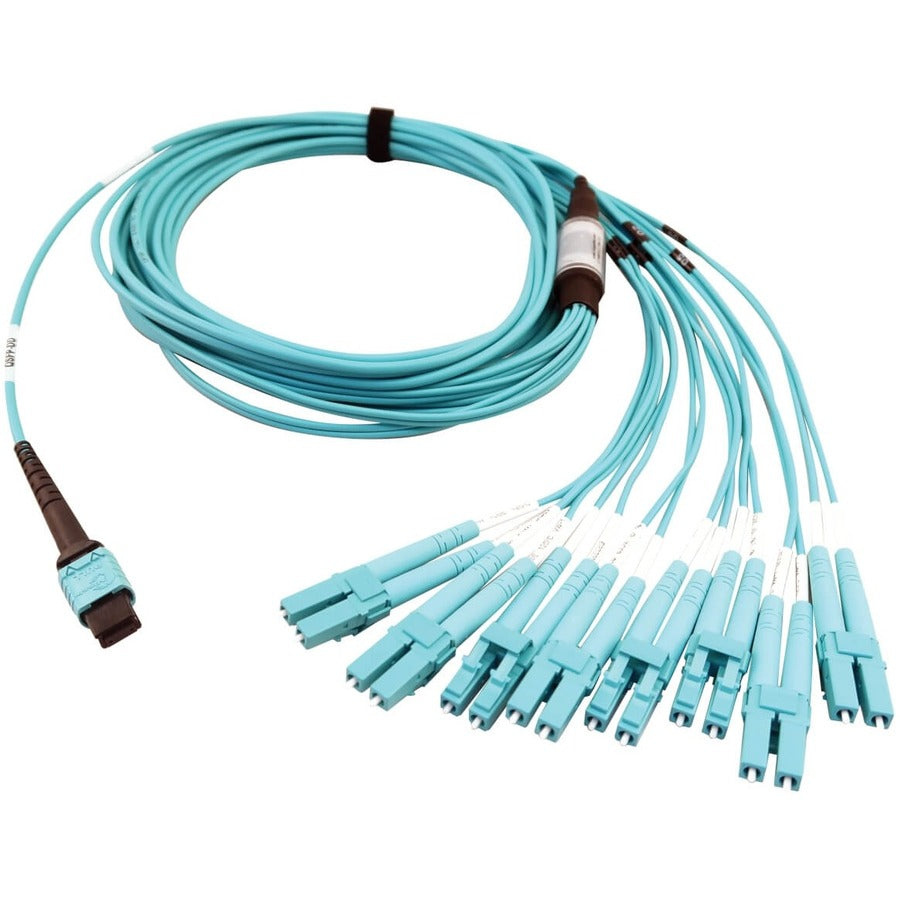 Câble à fibre optique multimode 50/125 OM4 400G Tripp Lite par Eaton N846D-05M-24CAQ, turquoise, 5 m N846D-05M-24CAQ
