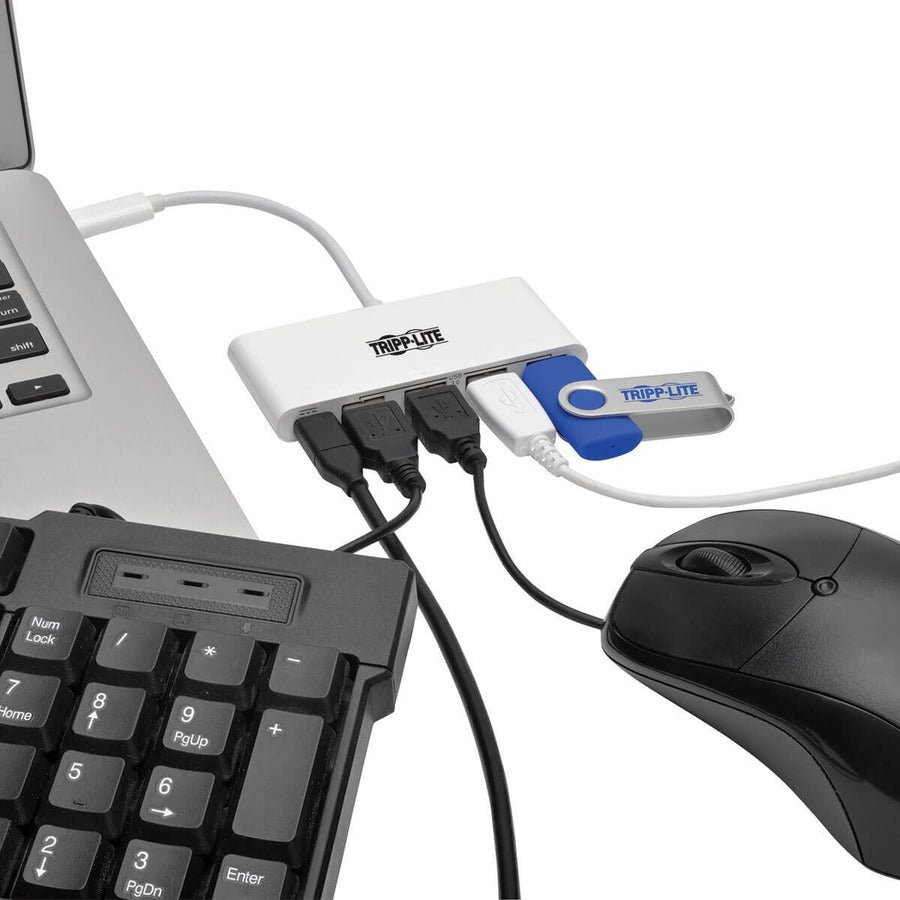 Hub portable USB 3.1 Gen 1 à 4 ports Tripp Lite par Eaton, USB-C vers (x4) USB-A, avec port de chargement USB-C U460-004-4A-C