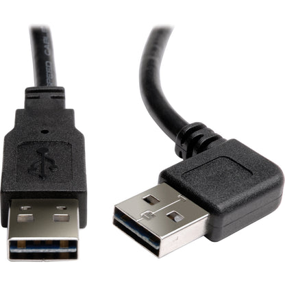 Câble USB 2.0 réversible universel à angle droit A-mâle vers A-mâle Tripp Lite par Eaton - 3 pieds UR020-003-RA