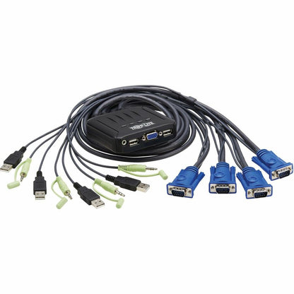 Commutateur KVM VGA 4 ports Tripp Lite par Eaton avec câbles VGA, USB et audio 3,5 mm intégrés B032-VUA4