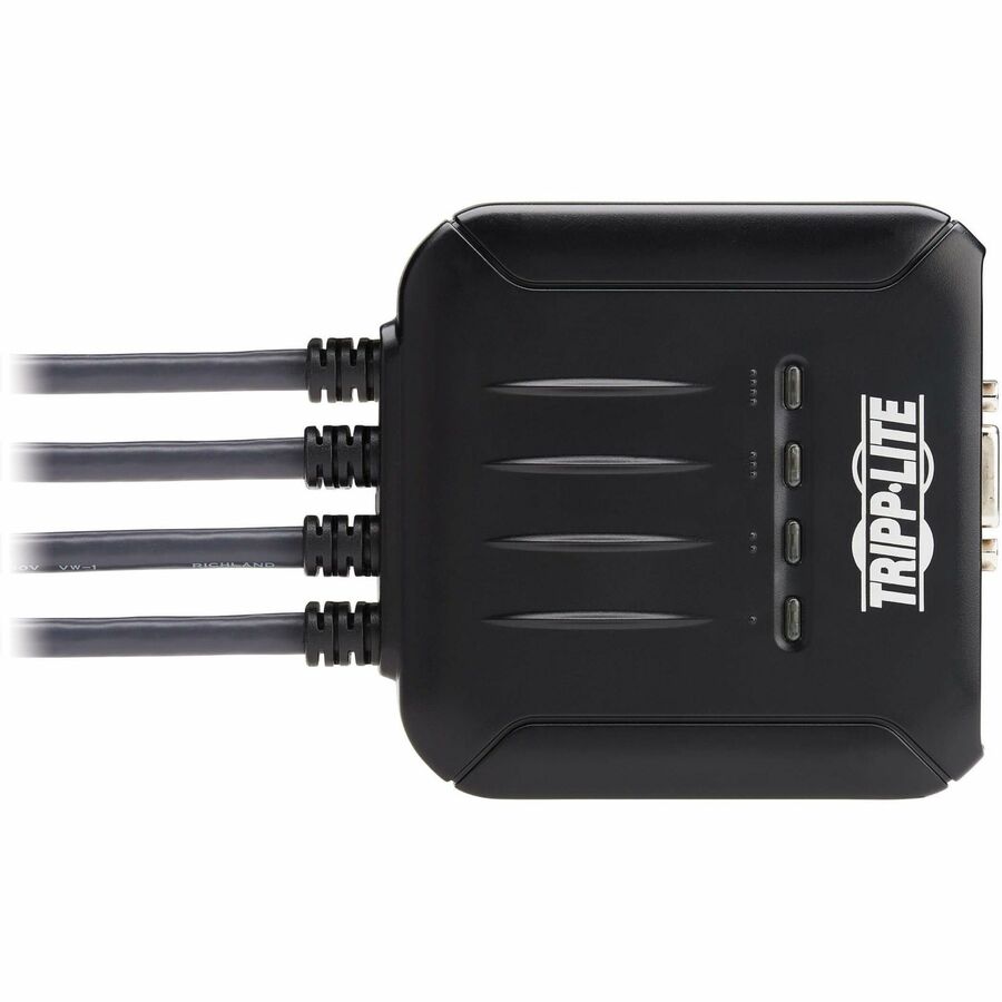 Commutateur KVM VGA 4 ports Tripp Lite par Eaton avec câbles VGA, USB et audio 3,5 mm intégrés B032-VUA4