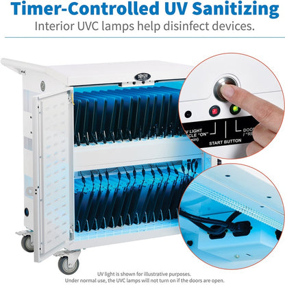 Chariot de chargement UV de qualité hospitalière pour 32 appareils Tripp Lite par Eaton CSC32USBWHG, blanc CSC32USBWHG