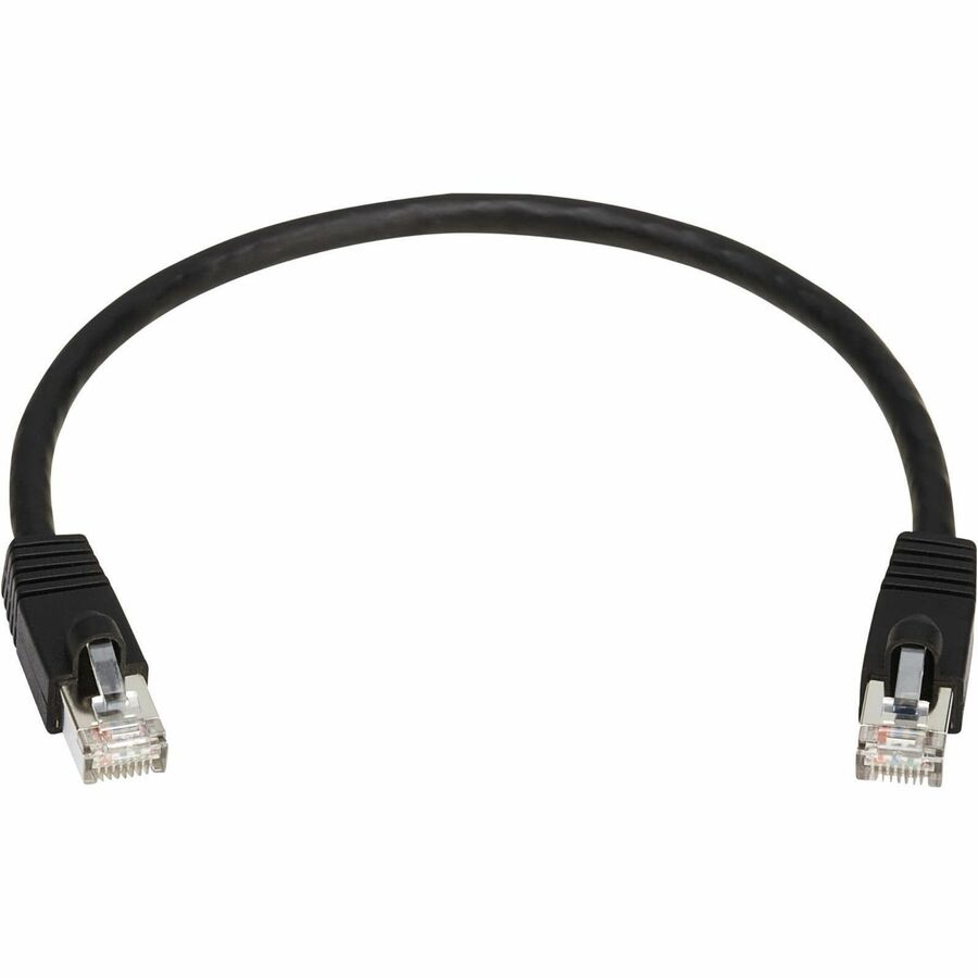 Câble Ethernet SSTP Cat8 40G sans accroc Tripp Lite par Eaton (RJ45 M/M), PoE, noir, 0,3 m (1 pi) N272-F01-BK