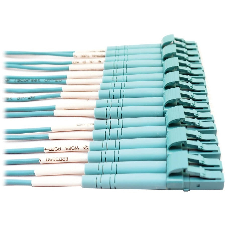Câble à fibre optique multimode 50/125 OM4 400G Tripp Lite par Eaton N846D-03M-24CAQ, turquoise, 3 m N846D-03M-24CAQ
