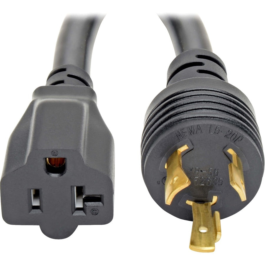 Câble adaptateur d'alimentation Tripp Lite 6 pouces L5-20P vers 5-15/20R avec connecteurs verrouillables robuste 20 A 12 AWG 6 pouces P046-06N-T