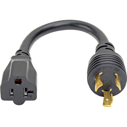 Câble adaptateur d'alimentation Tripp Lite 6 pouces L5-20P vers 5-15/20R avec connecteurs verrouillables robuste 20 A 12 AWG 6 pouces P046-06N-T