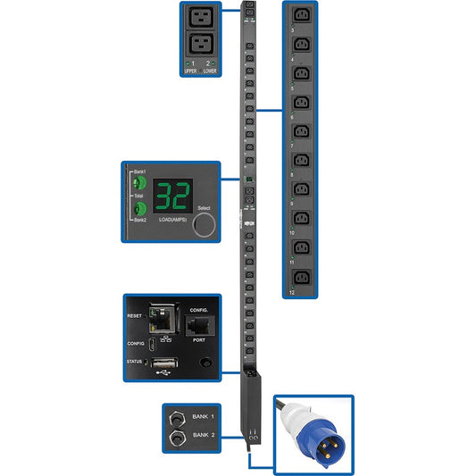 PDU commuté monophasé de 7,4 kW Tripp Lite par Eaton PDUMV32HVNETLX PDUMV32HVNETLX