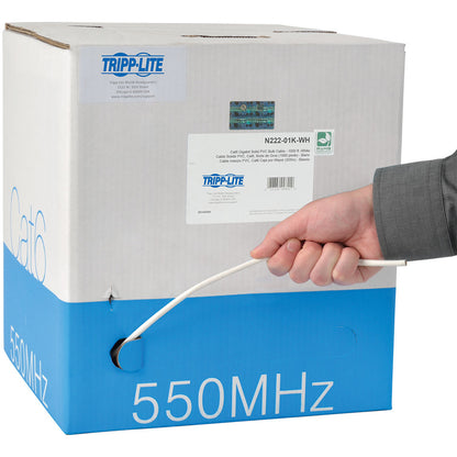 Tripp Lite by Eaton Cat6 Gigabit Bulk Solid-Core PVC Cable, White, 1000 ft N222-01K-WH
