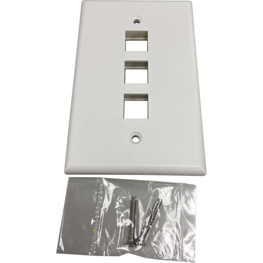 Plaque murale simple à 3 ports Safe-IT de Tripp Lite par Eaton, antibactérienne, ivoire mat, TAA N042AB-003-IVM