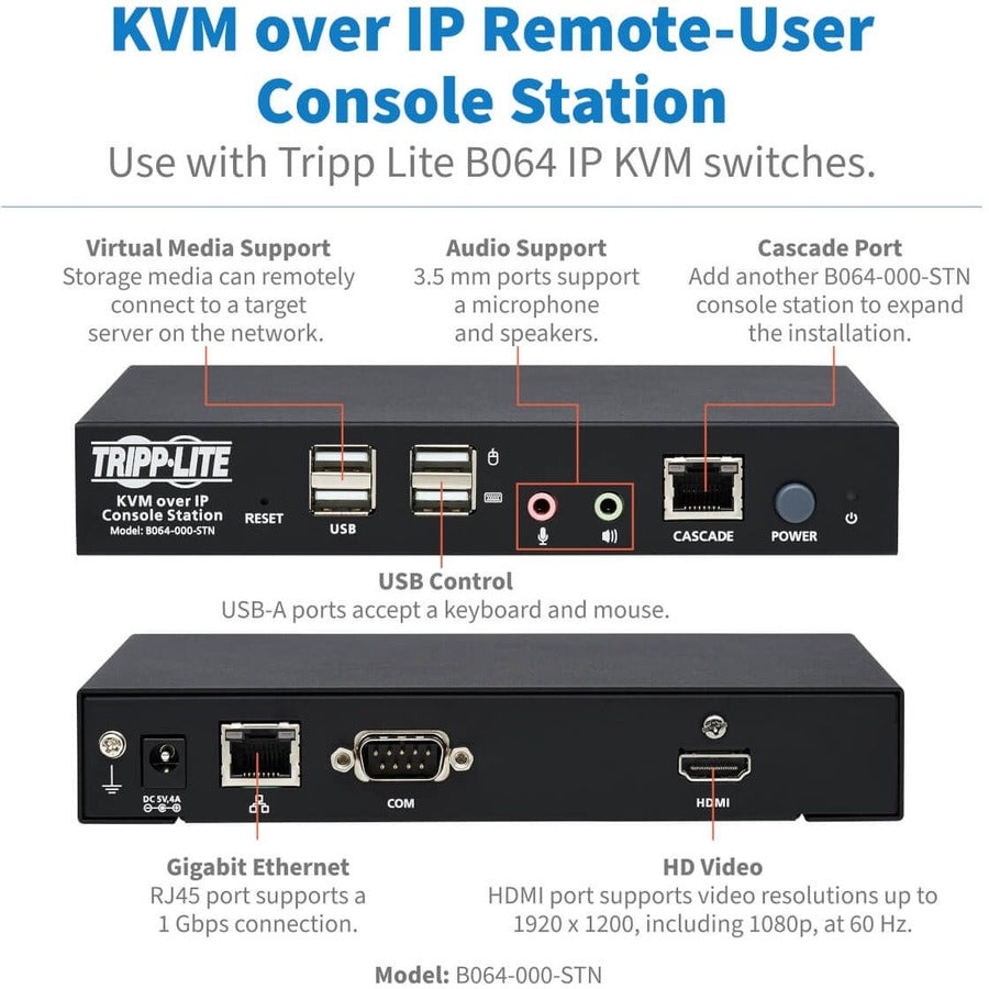 Station de console utilisateur distante KVM sur IP Tripp Lite par Eaton B064-000-STN
