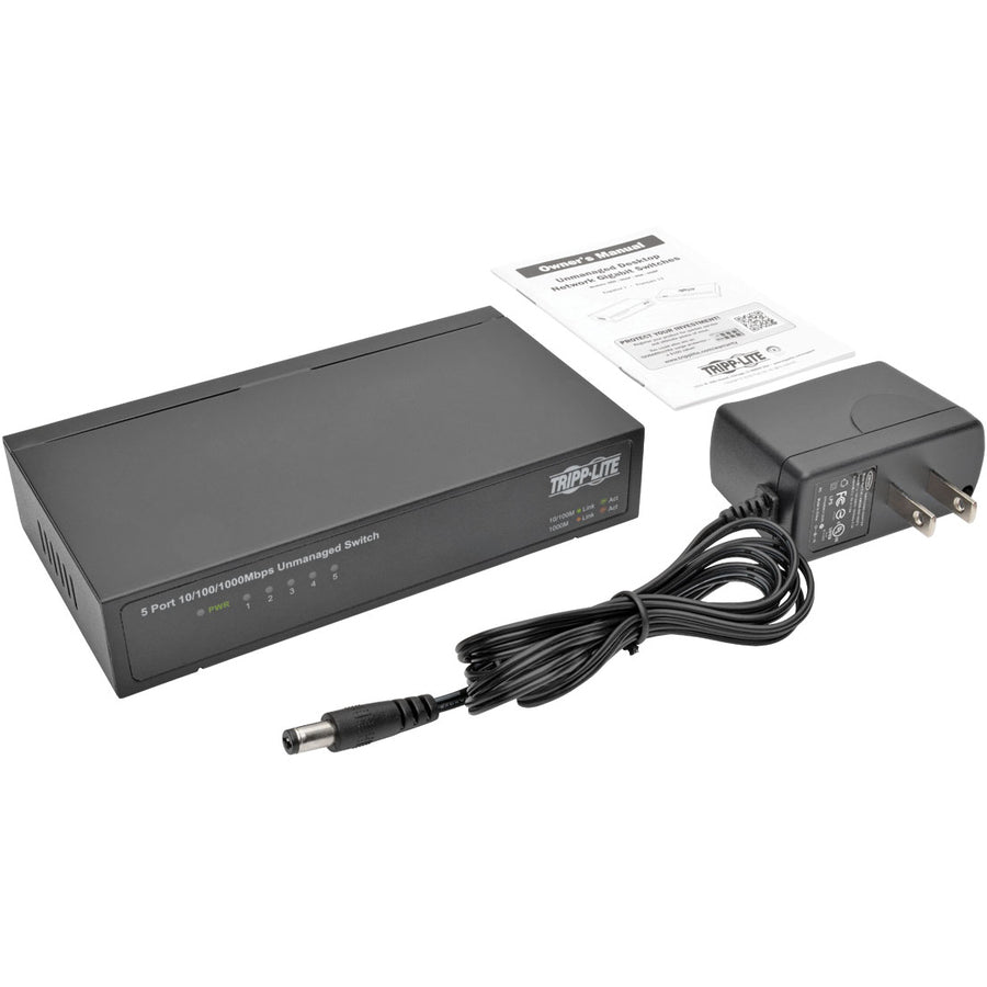 Commutateur Gigabit Ethernet non géré de bureau Tripp Lite by Eaton 5 ports 10/100/1000 Mbps, boîtier métallique NG5