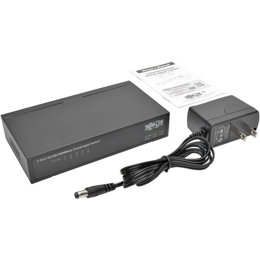 Commutateur Gigabit Ethernet non géré de bureau Tripp Lite by Eaton 5 ports 10/100/1000 Mbps, boîtier métallique NG5