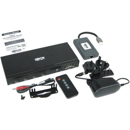 Kit commutateur/extendeur de présentation 4 ports sur Cat6 Tripp Lite par Eaton B320-4X1-MHB-K B320-4X1-MHB-K