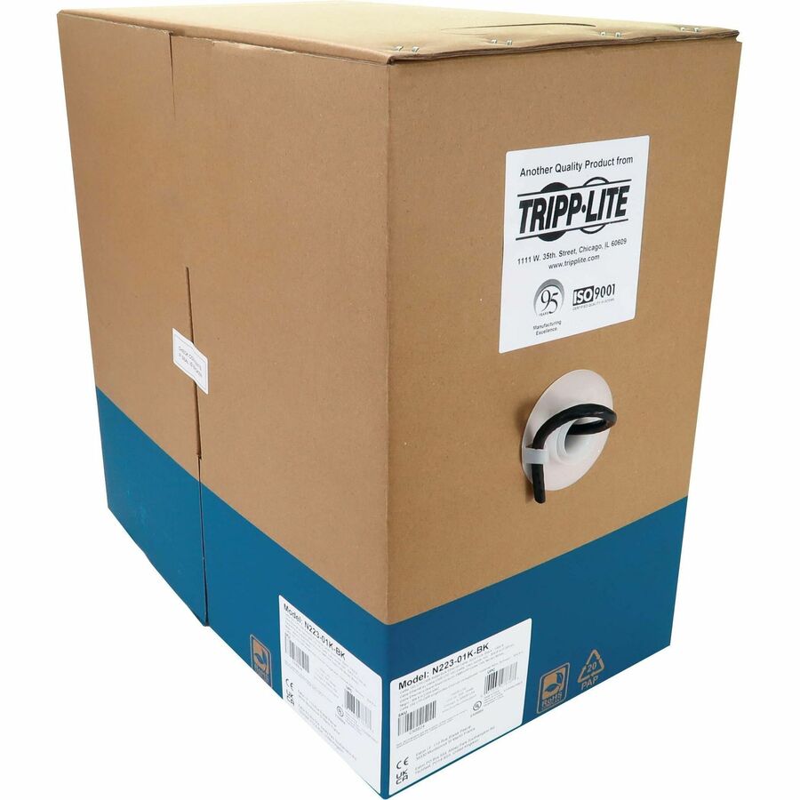 Câble Ethernet UTP Cat6a 10G à âme solide Tripp Lite by Eaton, homologué CMR, noir, 305 m (1 000 pi) N223-01K-BK