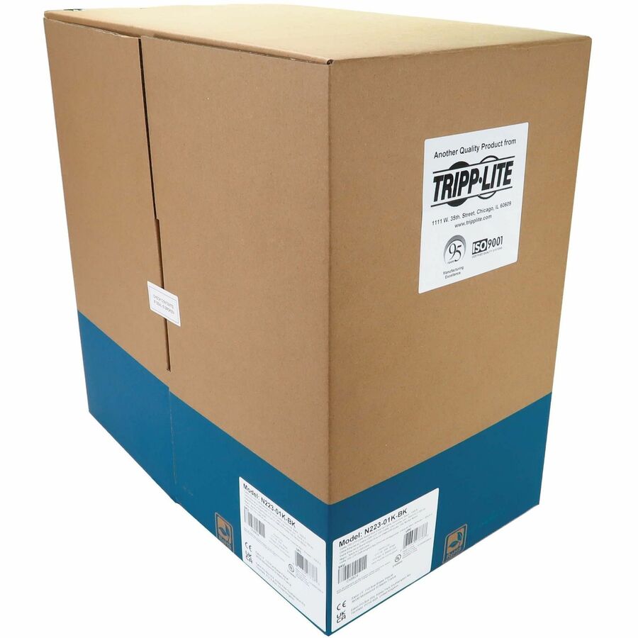 Câble Ethernet UTP Cat6a 10G à âme solide Tripp Lite by Eaton, homologué CMR, noir, 305 m (1 000 pi) N223-01K-BK