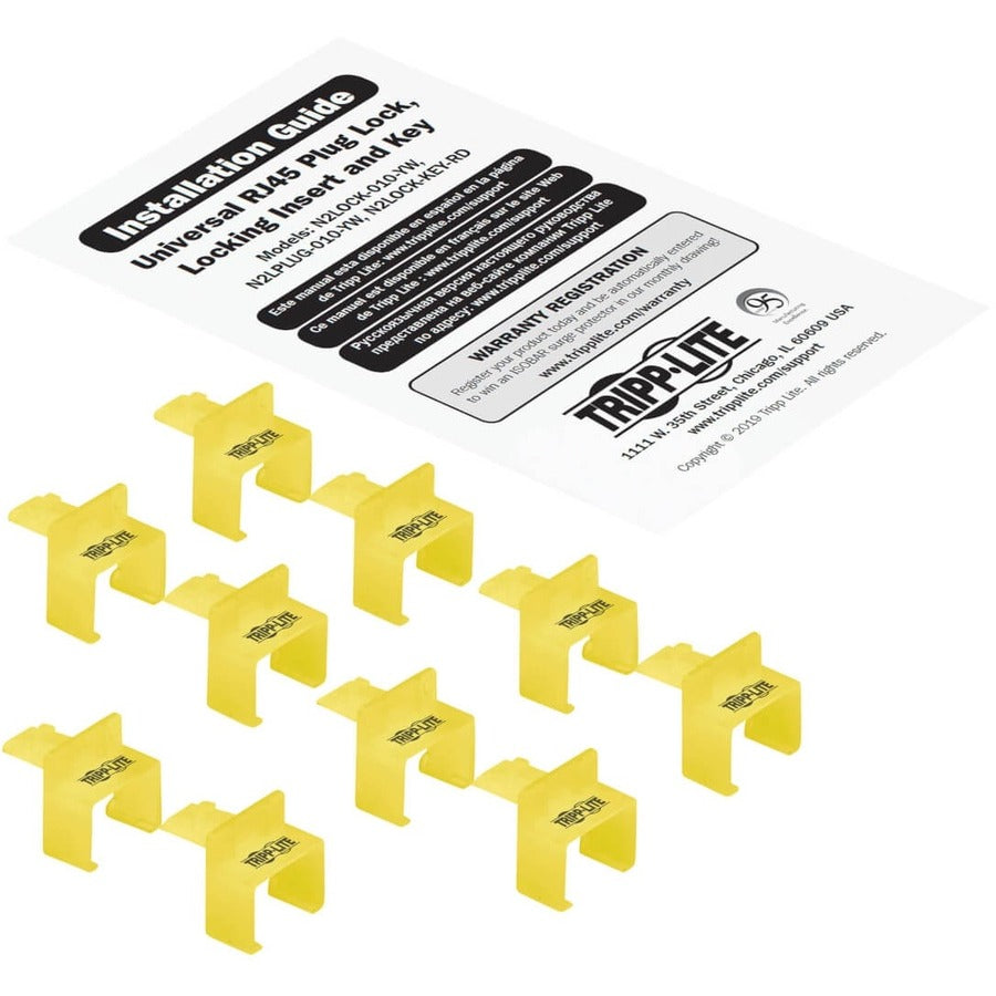 Verrous universels pour prise RJ45 Tripp Lite par Eaton, jaune, lot de 10 N2LOCK-010-YW