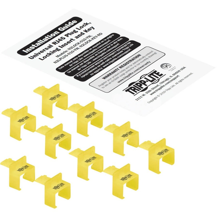 Verrous universels pour prise RJ45 Tripp Lite par Eaton, jaune, lot de 10 N2LOCK-010-YW
