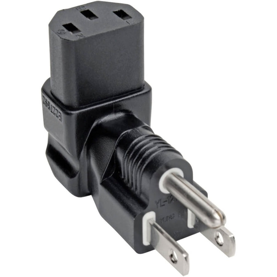 Adaptateur de cordon d'alimentation coudé vers le bas NEMA 5-15P vers C13 de Tripp Lite par Eaton - 10 A, 125 V, noir P006-000-DA