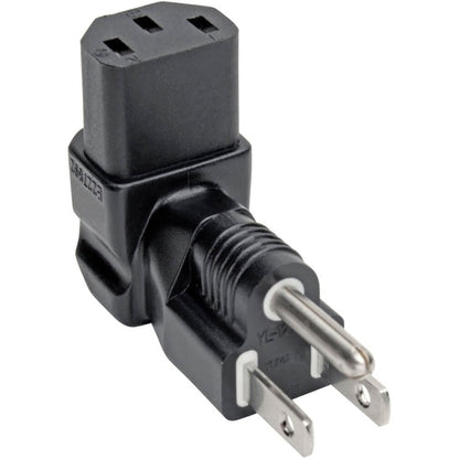 Adaptateur de cordon d'alimentation coudé vers le bas NEMA 5-15P vers C13 de Tripp Lite par Eaton - 10 A, 125 V, noir P006-000-DA