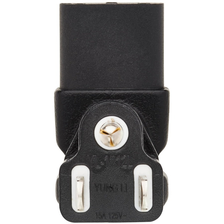 Adaptateur de cordon d'alimentation coudé vers le bas NEMA 5-15P vers C13 de Tripp Lite par Eaton - 10 A, 125 V, noir P006-000-DA
