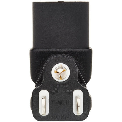 Adaptateur de cordon d'alimentation coudé vers le bas NEMA 5-15P vers C13 de Tripp Lite par Eaton - 10 A, 125 V, noir P006-000-DA
