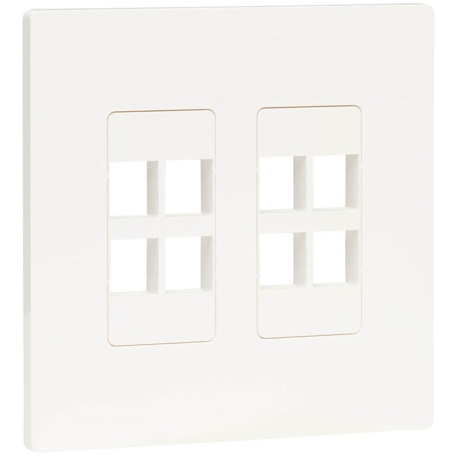 Plaque frontale double à 8 ports Keystone de Tripp Lite par Eaton, blanche, TAA N080-208