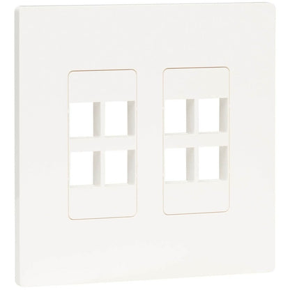 Plaque frontale double à 8 ports Keystone de Tripp Lite par Eaton, blanche, TAA N080-208