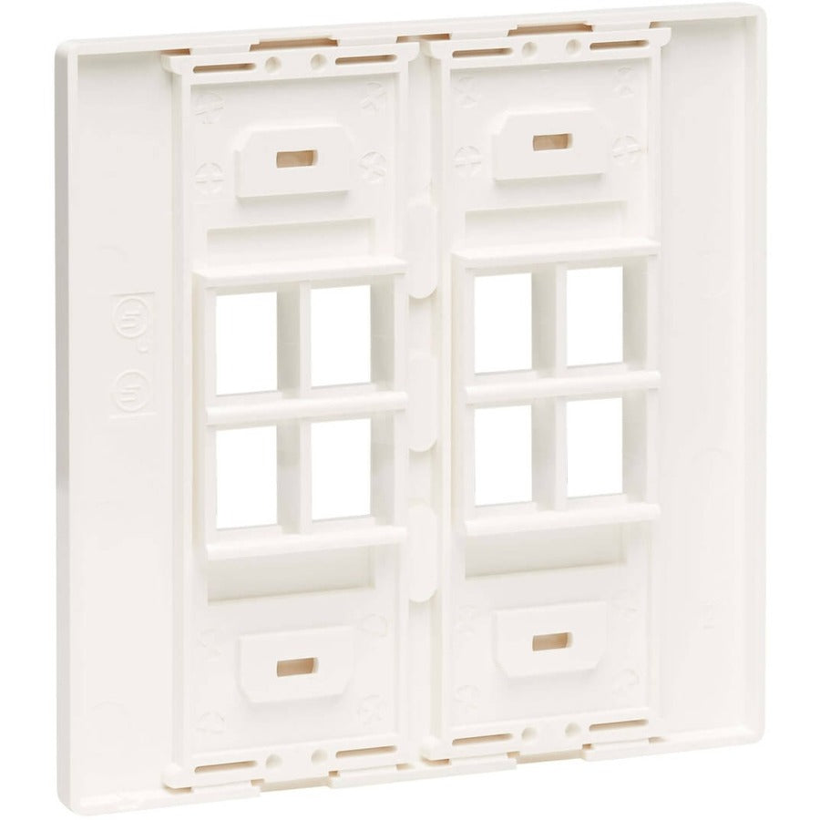 Plaque frontale double à 8 ports Keystone de Tripp Lite par Eaton, blanche, TAA N080-208