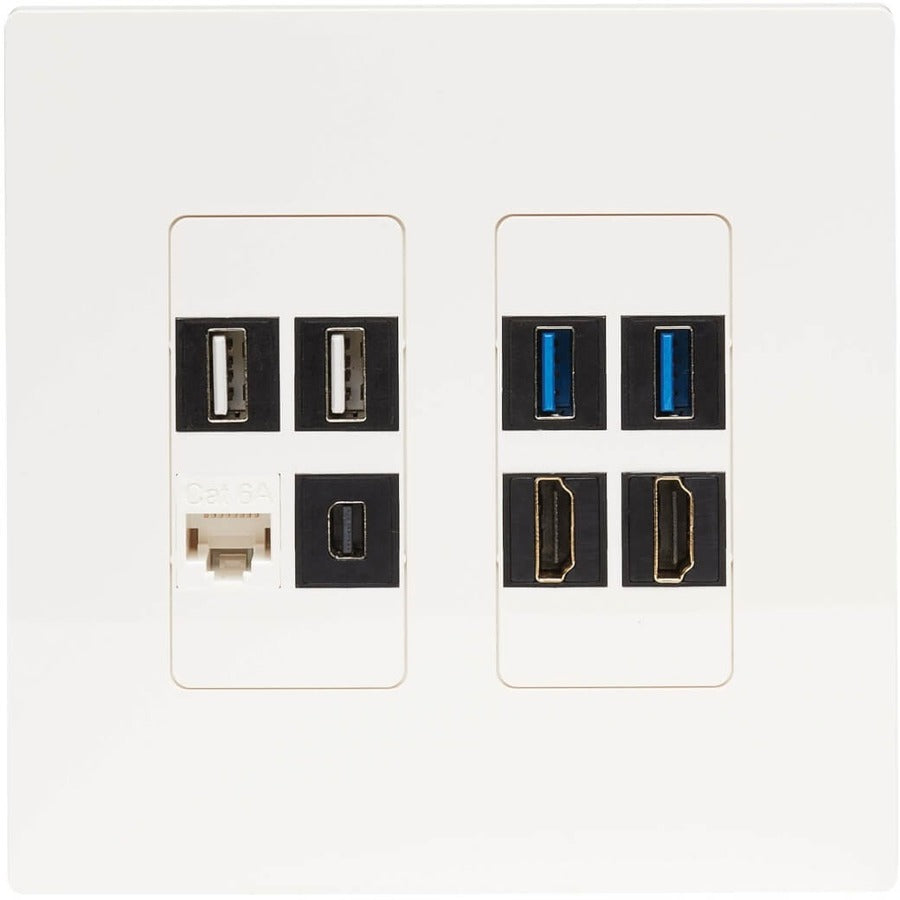 Plaque frontale double à 8 ports Keystone de Tripp Lite par Eaton, blanche, TAA N080-208