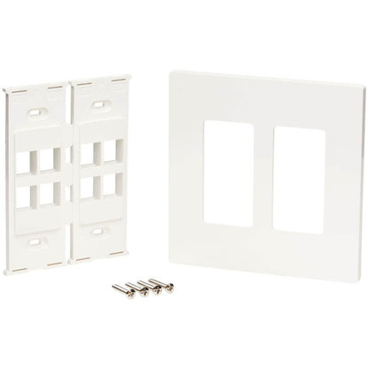 Plaque frontale double à 8 ports Keystone de Tripp Lite par Eaton, blanche, TAA N080-208
