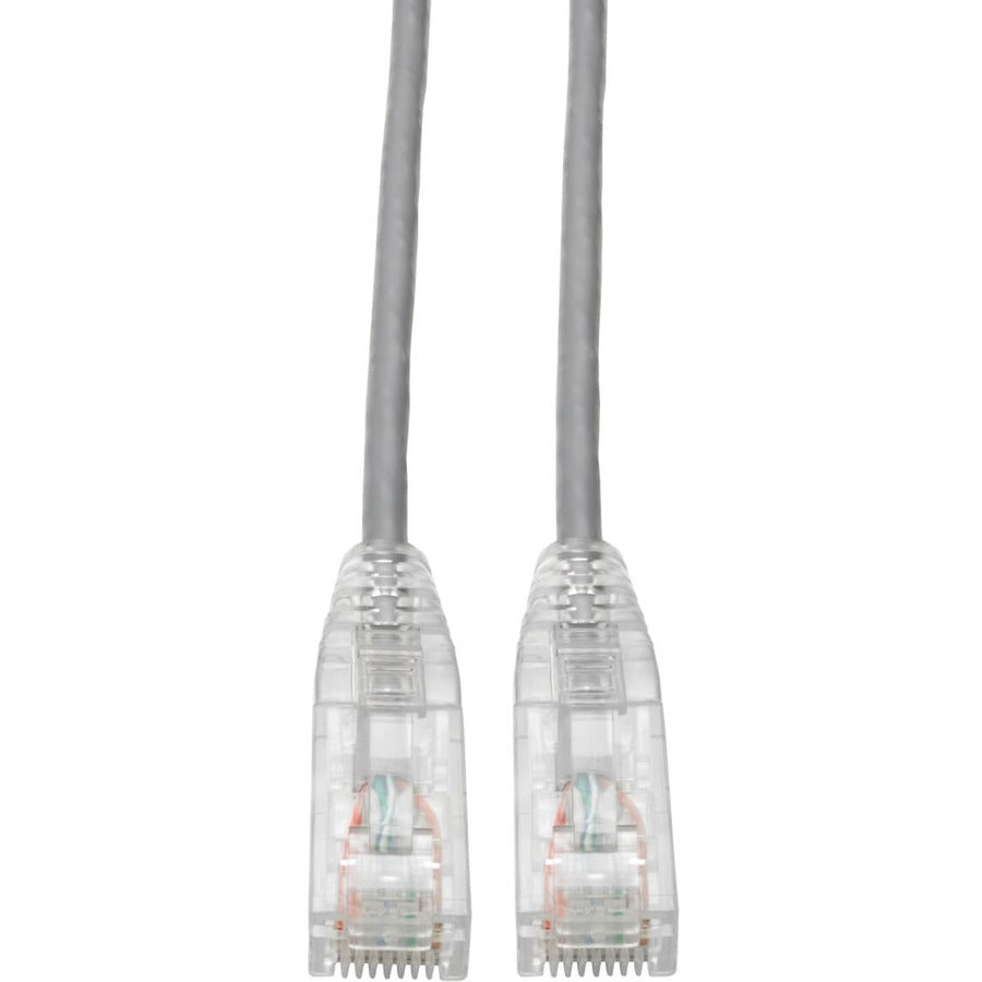 Câble de raccordement UTP Cat6 Tripp Lite par Eaton (RJ45) - M/M, Gigabit, sans accroc, moulé, fin, gris, 1 pi. N201-S01-GY