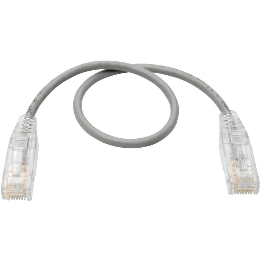 Câble de raccordement UTP Cat6 Tripp Lite par Eaton (RJ45) - M/M, Gigabit, sans accroc, moulé, fin, gris, 1 pi. N201-S01-GY
