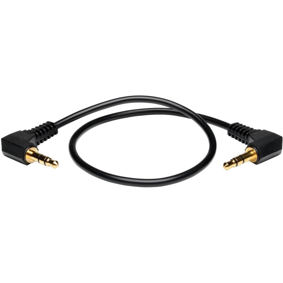 Câble audio mini stéréo Tripp Lite 1 pi avec deux fiches à angle droit 3,5 mm M/M 1 pi P312-001-2RA