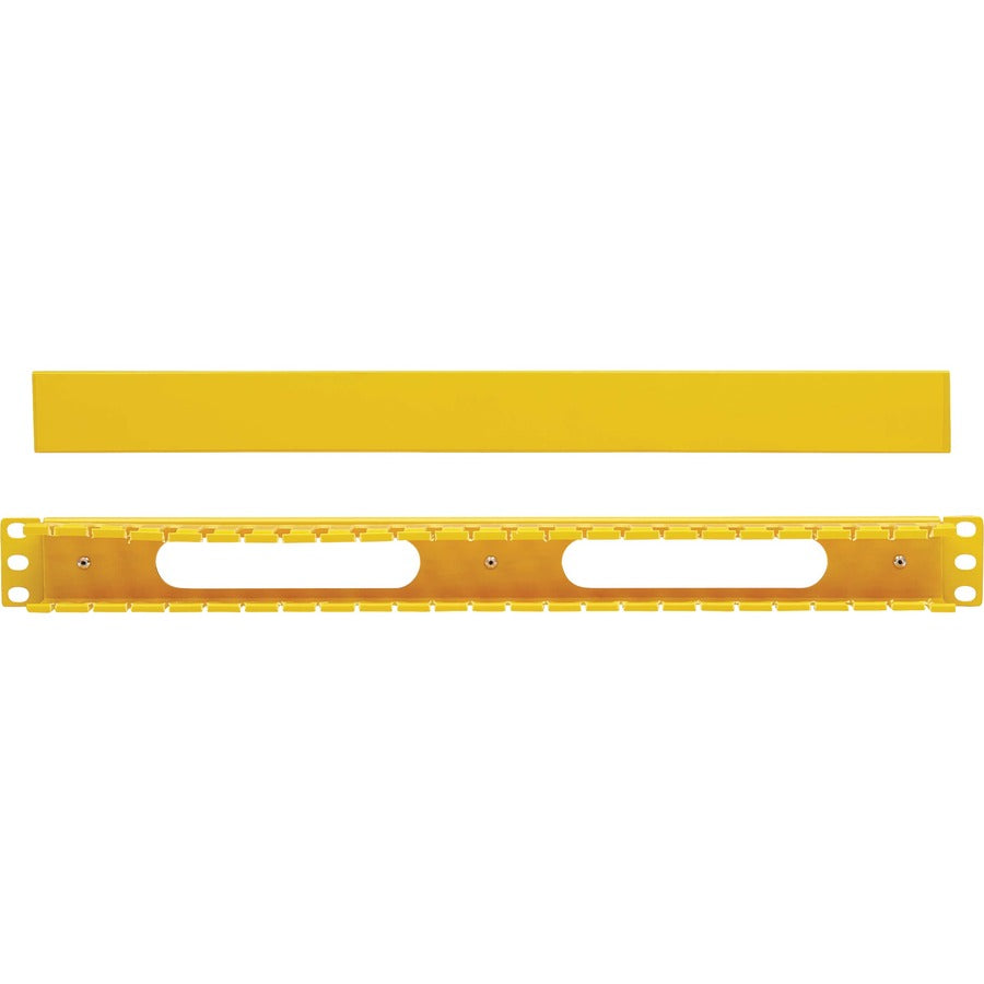 Gestionnaire de câbles horizontal Tripp Lite par Eaton - Conduit à doigts avec couvercle, jaune, 1U SRCABLEDUCT1UFC