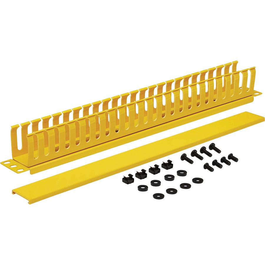 Gestionnaire de câbles horizontal Tripp Lite par Eaton - Conduit à doigts avec couvercle, jaune, 1U SRCABLEDUCT1UFC