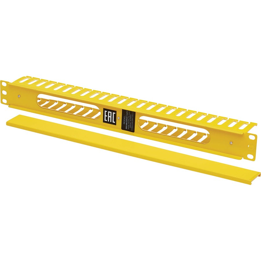 Gestionnaire de câbles horizontal Tripp Lite par Eaton - Conduit à doigts avec couvercle, jaune, 1U SRCABLEDUCT1UFC
